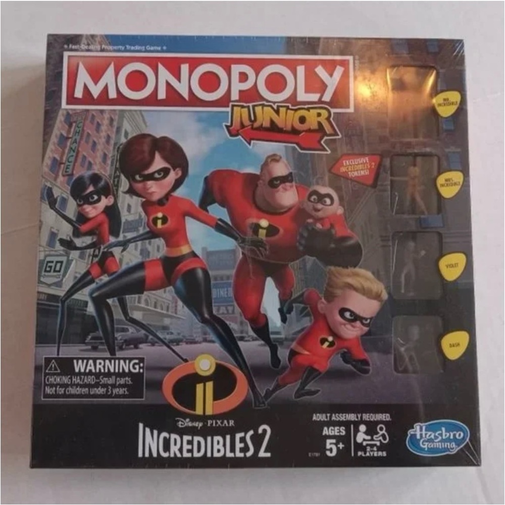"Incredibles 2" Monopoly Junior Board Game - New & Sealed - Disney / Pixar